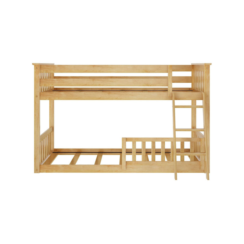 Amoura Kids Twin Over Twin Low Bunk Bed with Guard Rail, Brown