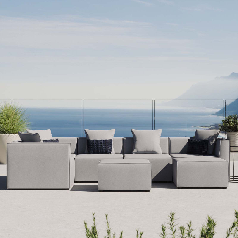 Canapé modulaire rembourré 7 pièces Saybrook, Gris