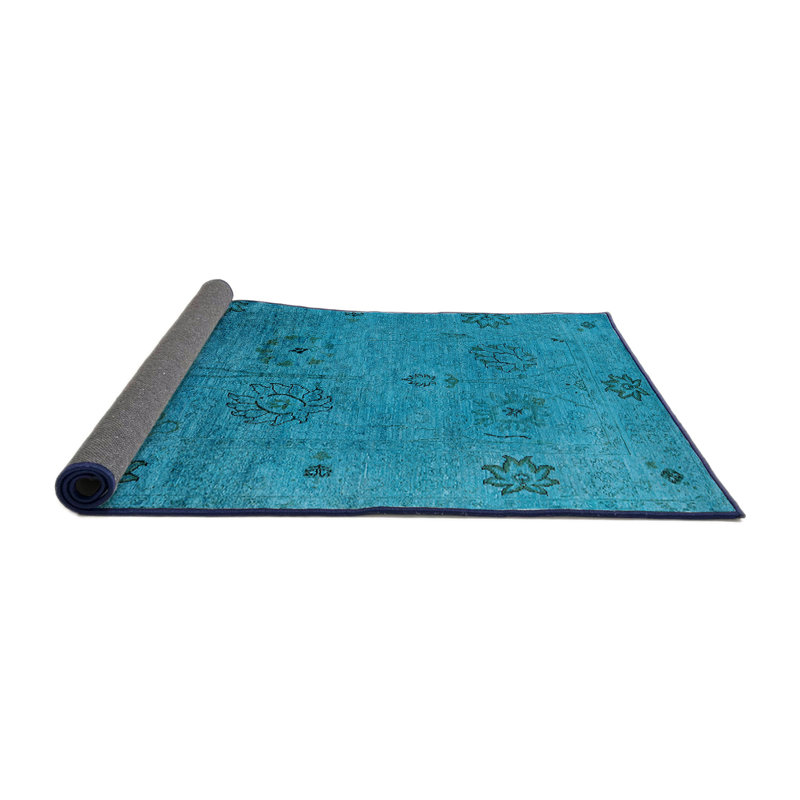 Tapis vert de style oriental, Rond 5 pi