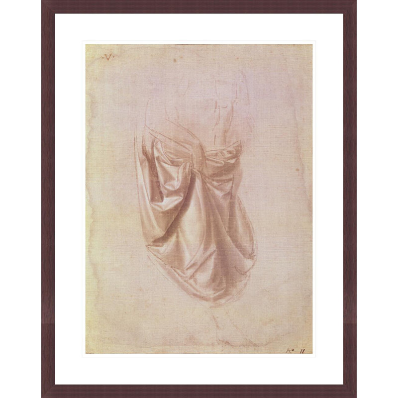 Drapery study (gouache on canvas) by Leonardo da Vinci -Framed Giclee Print, H 29,5 po x l 23,35 po