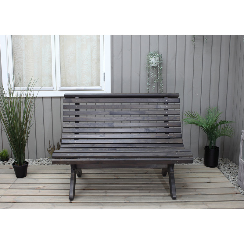 Oluna Solid Wood Pine Outdoor Bench, 87cm H x 116cm W x 74cm D, Taupe Grey