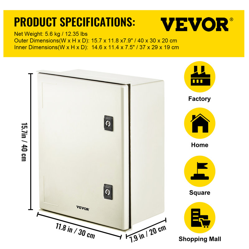 VEVOR, 40.6cm H x 30.5cm W x 20.3cm D1