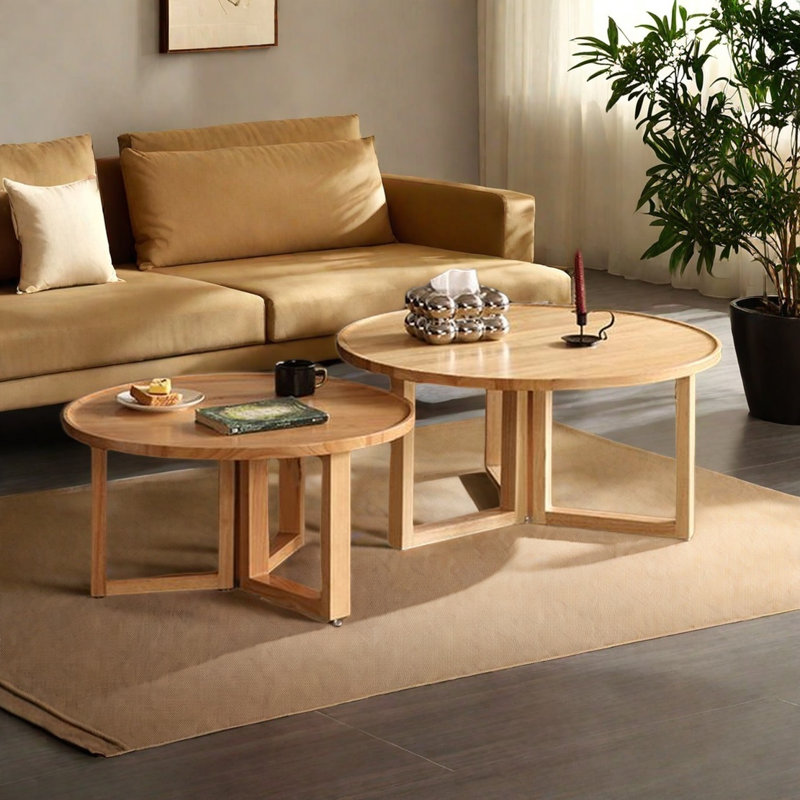 Petite combinaison de table de bout ronde, Burlywood