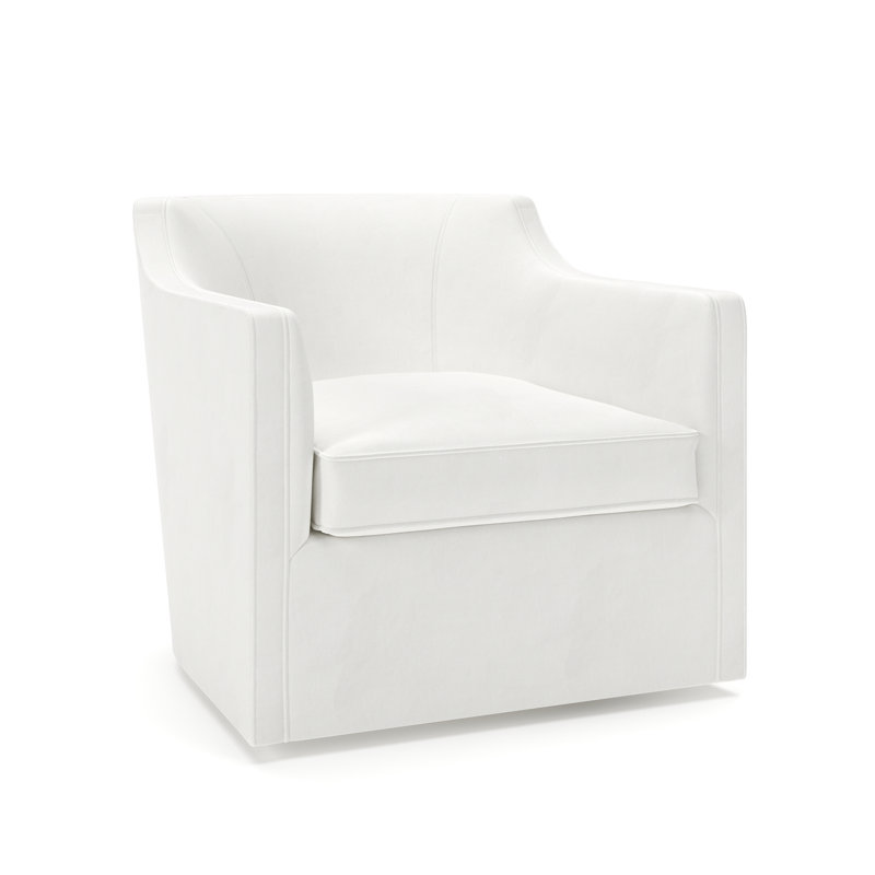 Fauteuil pivotant rembourré Marietta, Blanc sergé décoloré classique