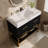 36" Artificial Stone Bathroom Vanity with Ceramic Sink, Modern Bathroom Sink Cabinet with Soft Close Drawers and Open Shelves, Free-standing Bathroom Vanity with Stainless Steel Legs and Large Space S