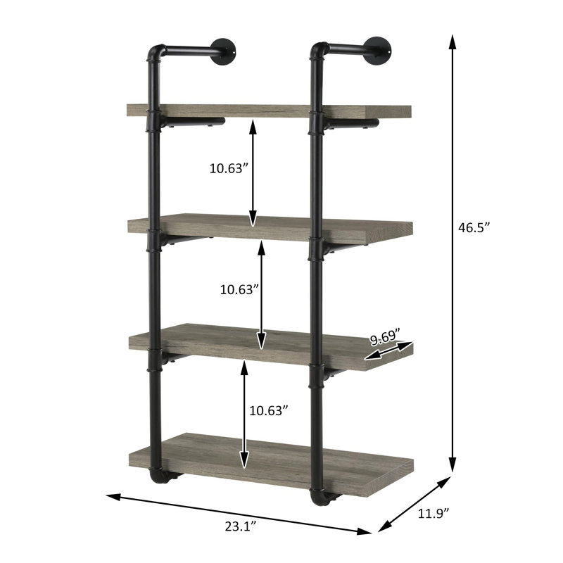 Jaishaun 4 Piece Tiered Shelf, Gray/Black