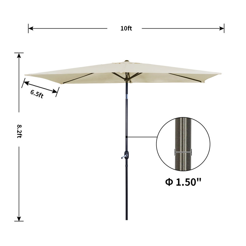 Parasol de marché extérieur rectangulaire de 9 pi avec bouton-poussoir inclinable Matias, Beige