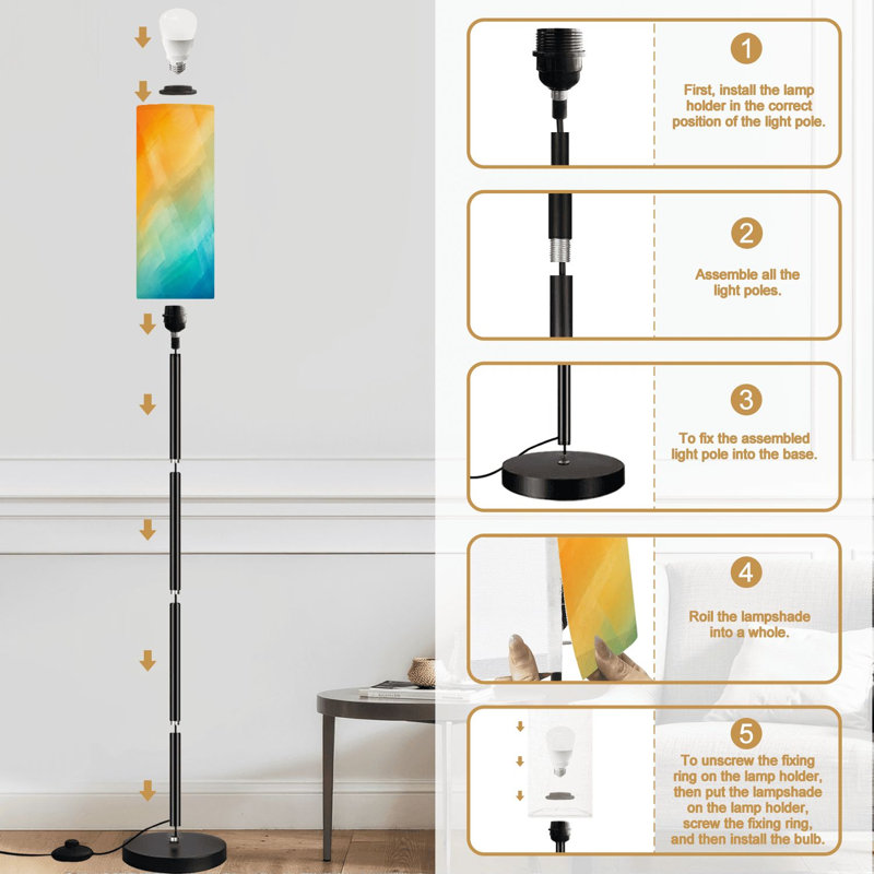 Lampe sur pied en verre abstrait bleu sarcelle créatif à intensité variable moderne avec télécommande et pédale abat-jour abat-jour grand poteau d'angle pour le salon, la chambre et le bureau