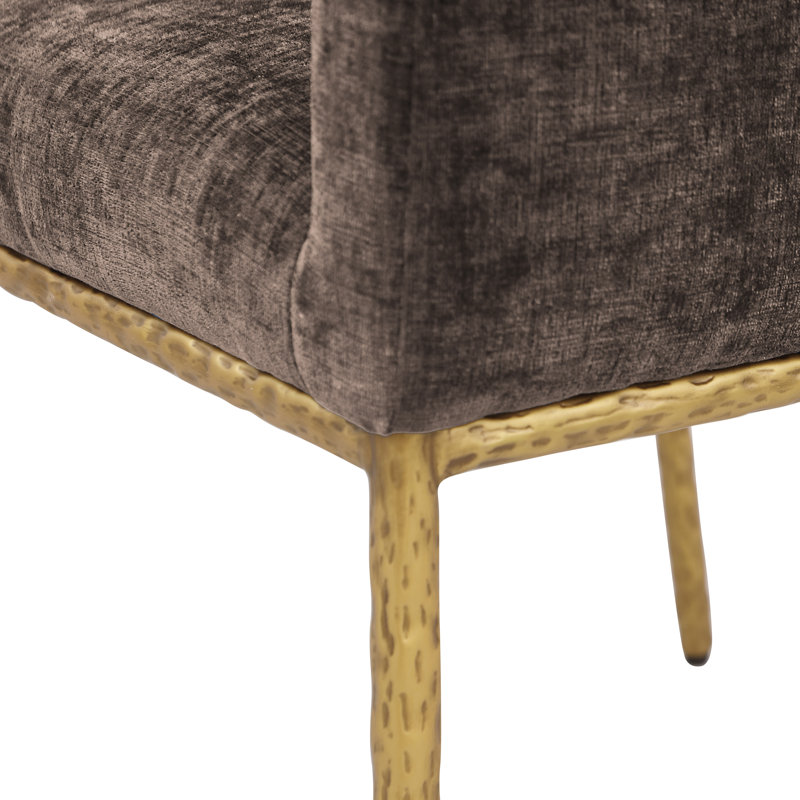 Chaise en chenille Reeves, Laiton brossé, Tissu chenille brun