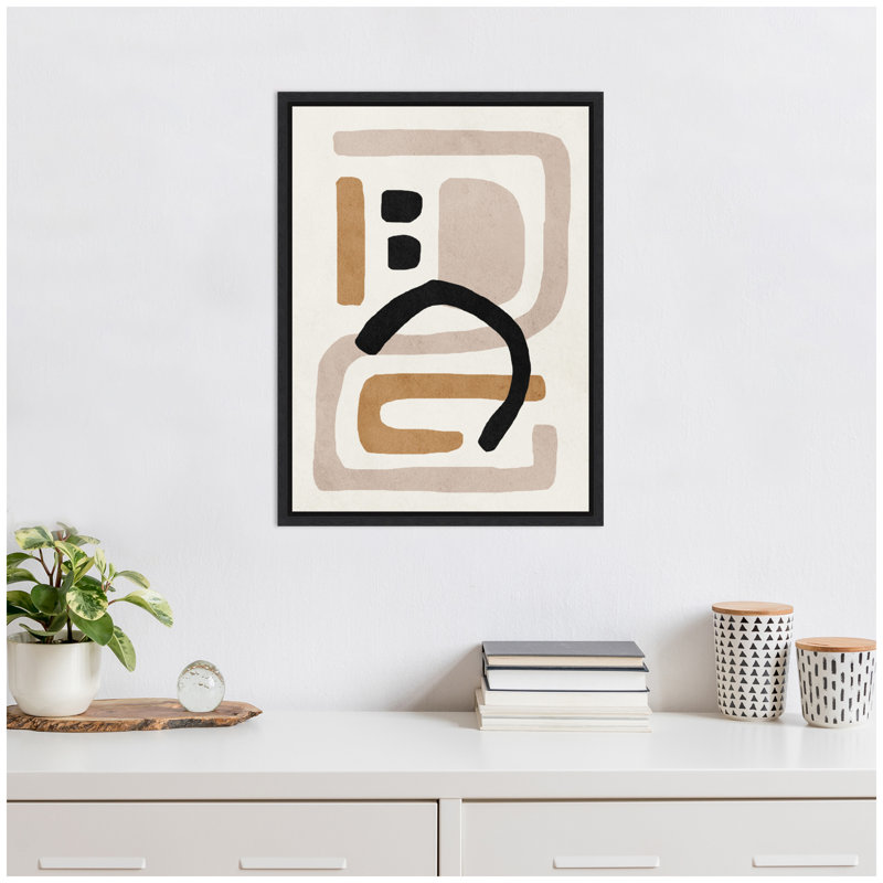 «Neutral Abstract 2 Minimal Modern Art» par juillet, reproduction d'art sur toile encadrée, Noir