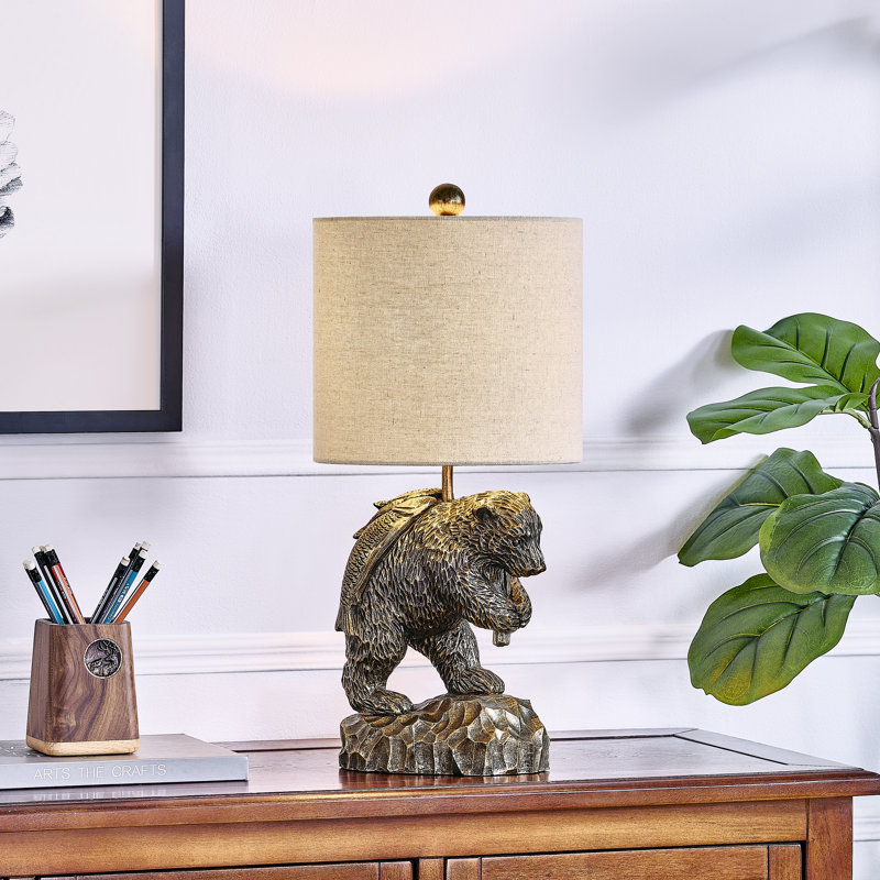 Lampe de table 20,75 po bronze en résine avec abat-jour