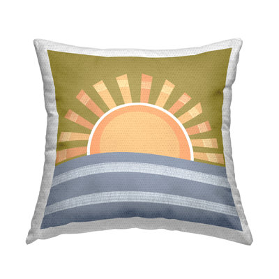 Rising Sun Over Ocean Printed Outdoor Throw Pillow Design by Tina Finn