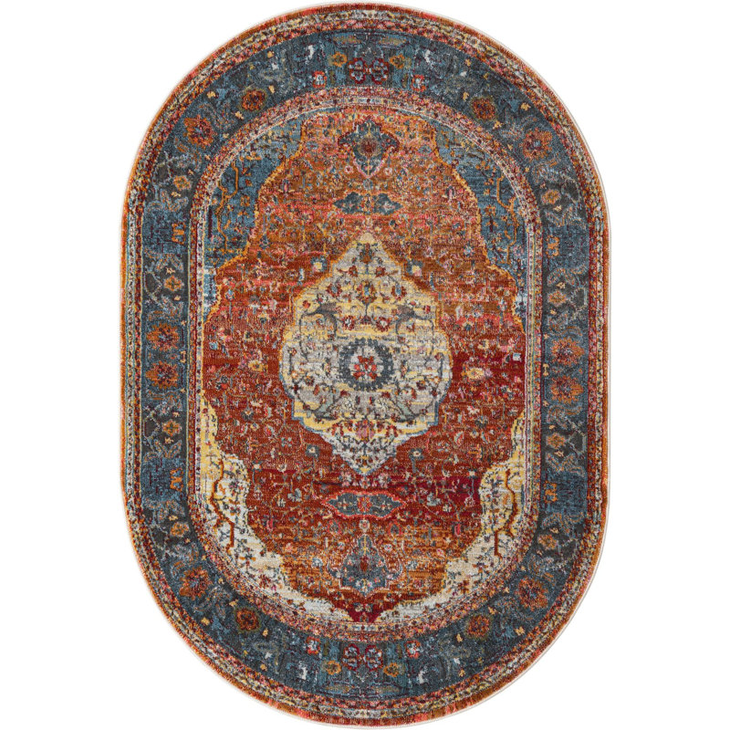 Majed Abstract Indoor Rug, Oval 4'1" x 6'1"