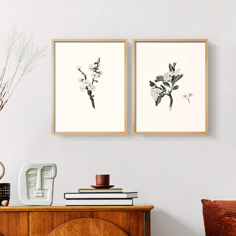 «Vintage Floral XXII», 2 pièces, Naturel, H 14 po x l 22 po