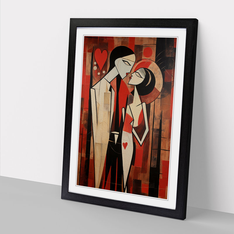Lovers Dadaism - Single Picture Frame Print on Wood, Black Framed, 64cm H x 46cm W x 2cm D