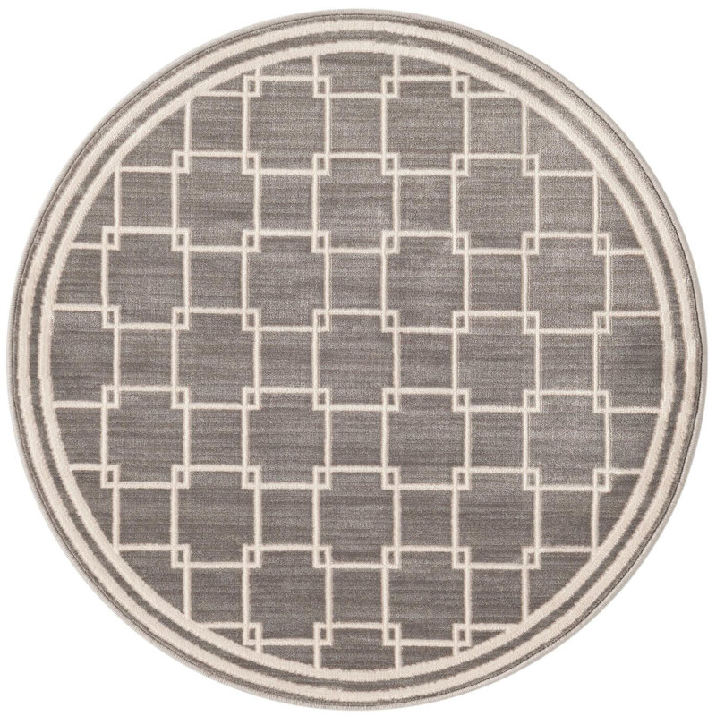 Tapis contemporain gris Ogorman, Rond 3 pi 1 po