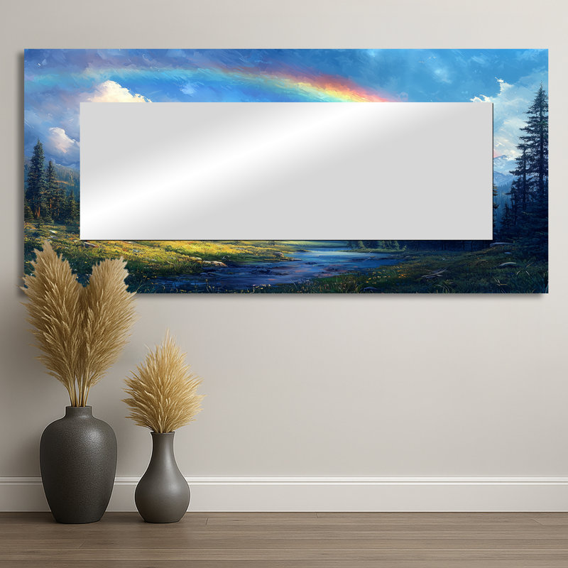 Rainbow Over The Rocky Mountains - Landscapes Decorative Mirror Wall Art - Printed On Metal, 28" x 60"