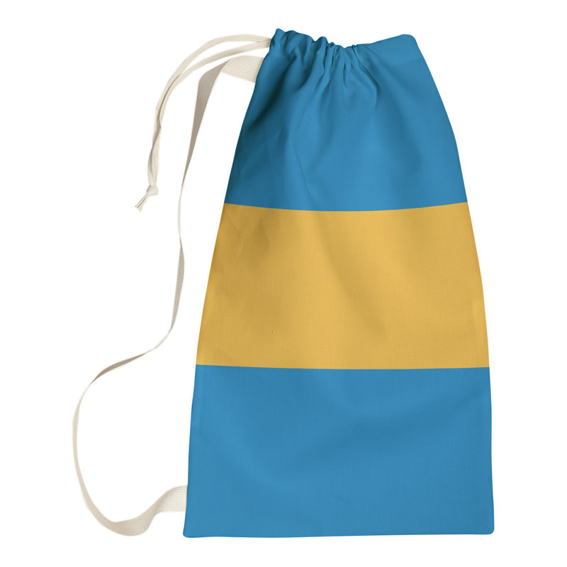 Oklahoma Laundry Hamper with Handles, Blue/Yellow/Blue, Small ( 29" x 18" x 1.5")