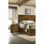 Noyer couleur style transitionnel lit simple taille 2X tables de chevet 3 pièces boutons de meubles de chambre à coucher en métal