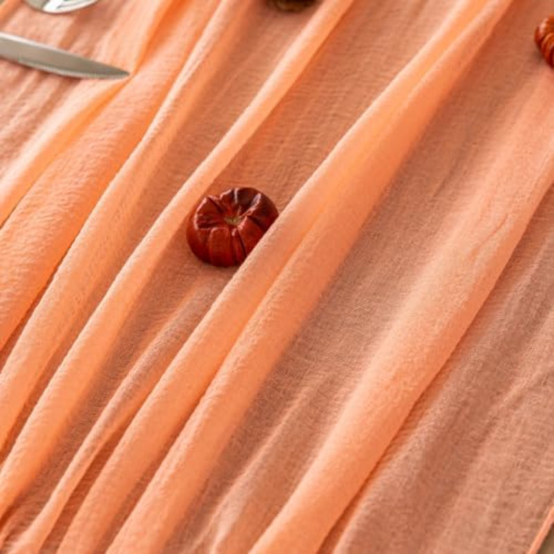 10Pcs Coral Peach Cheesecloth Table Runner 120 Inches for Party Home Décor