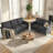 2-Piece Linen Sectional Sofa Set with Rivet Accents-1357587532
