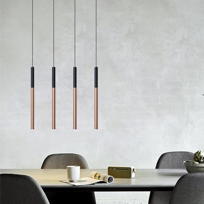 Baileyton 4 - Light Kitchen Island Pendant, Black Top and Brushed Copper