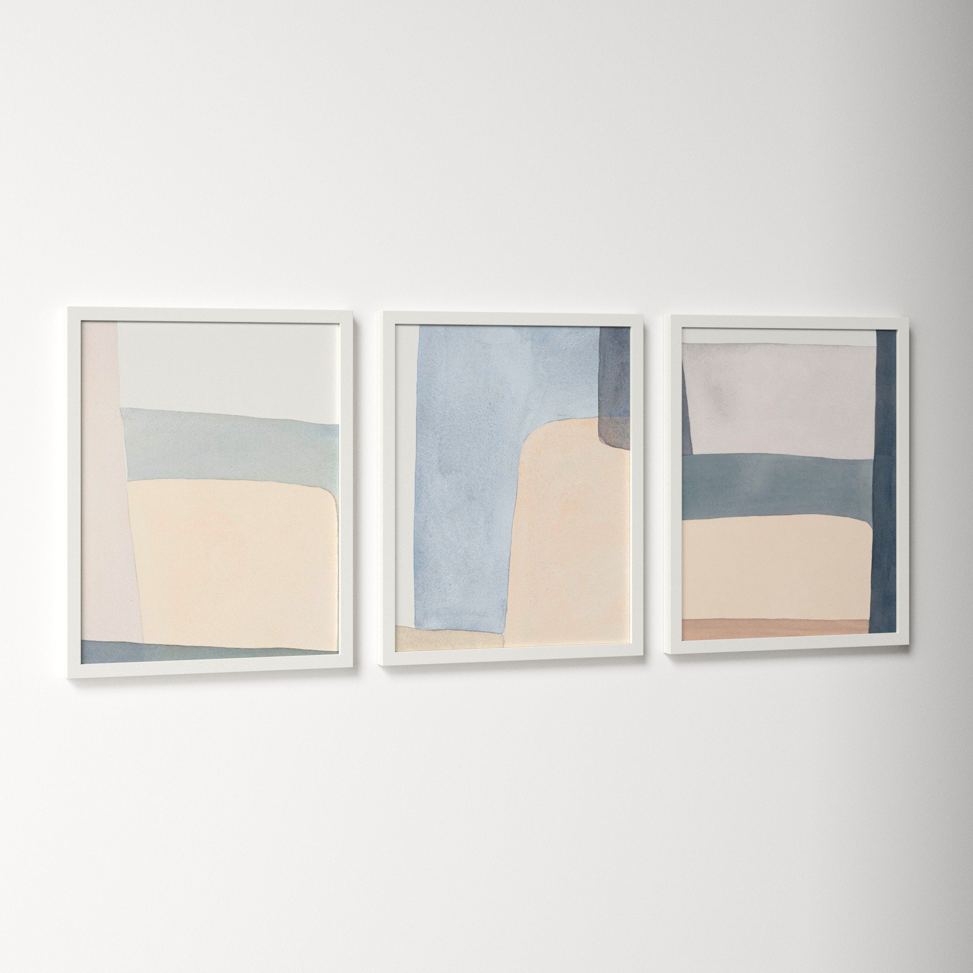 Grey Hue Set Of 3 by Julia Balfour, White, Picture Framed Paper, 30" H x 72" W