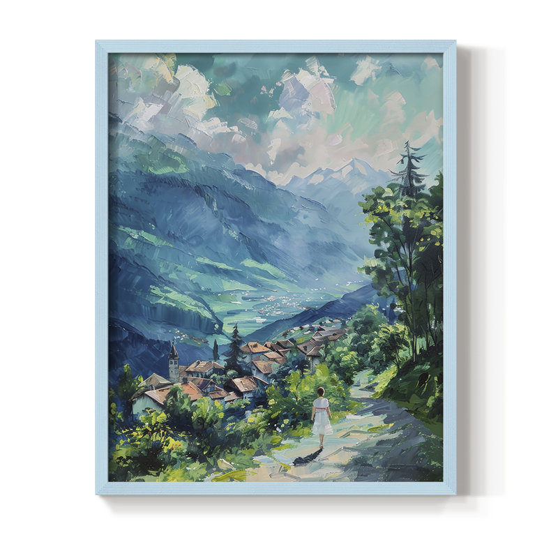 «LANDSCAPES Series CECLV III», reproduction encadrée - bois massif, H 11 po x l 9 po, Bleu
