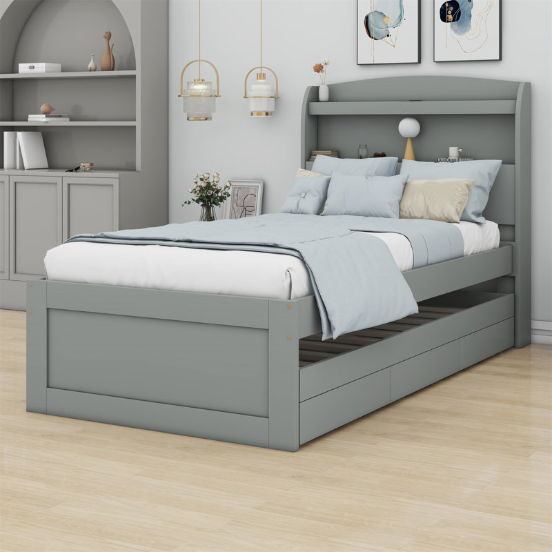 Darrein Platform Storage Bed, Twin XL, Gray