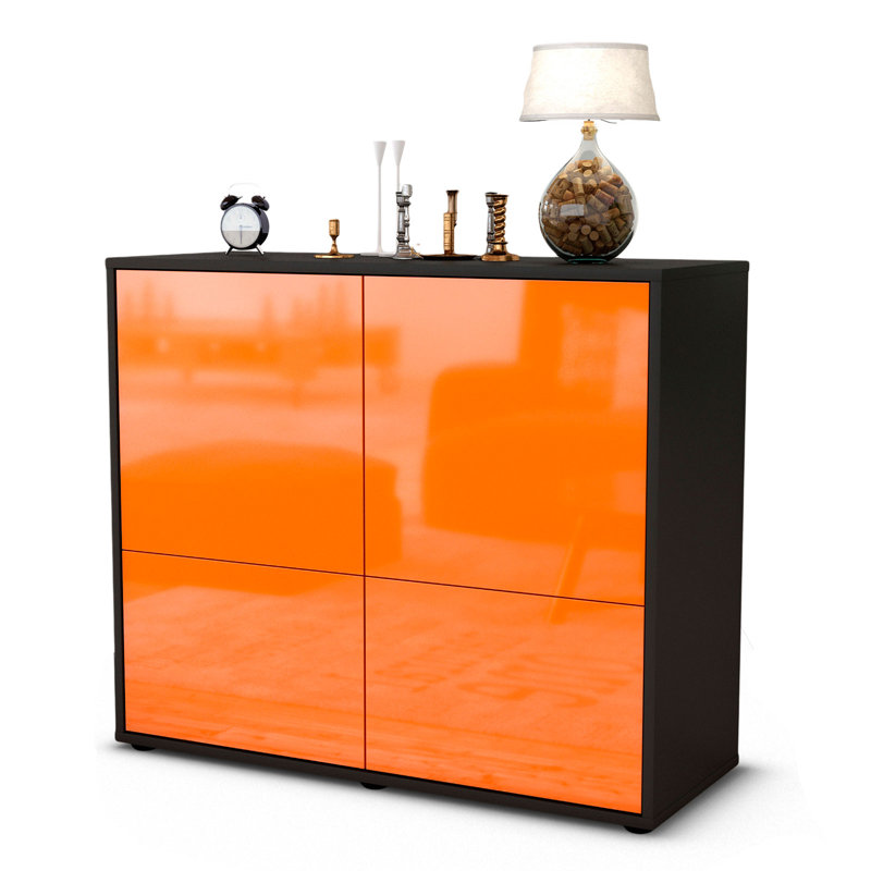 Potrero 92cm Sideboard, Anthracite/High-gloss orange