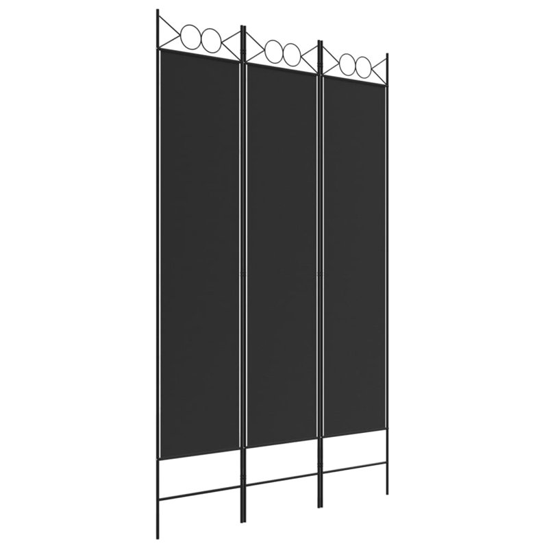 Casida Folding Room Divider, 3, Black, 120 x 200 cm