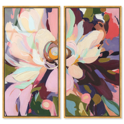 «Velvet Bloom II - Ira Colmeva», grand imprimé 2 pièces encadré par Art Remedy, cadre doré, 22 x 44