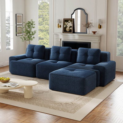 Canapé modulaire 115 po avec repose-pieds mobile Corduroy