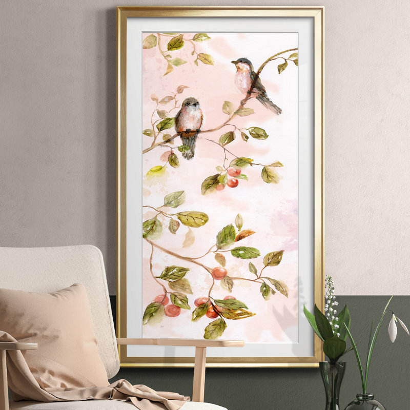 Blush Birds I - cadre photo, reproduction d'art, Doré, H 14,5 po x l 26,5 po x P 1,5 po