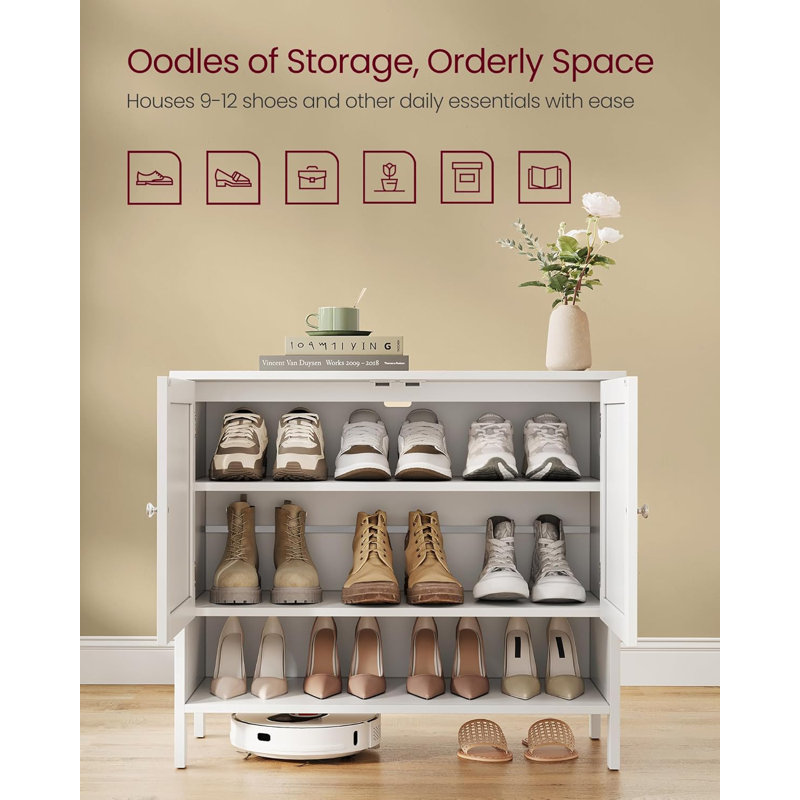 10 Pair Shoe Storage Cabinet, White