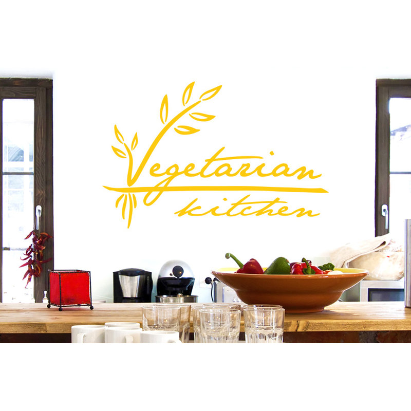 Vegetarian Kitchen Wall Sticker, Dark Yellow, Medium