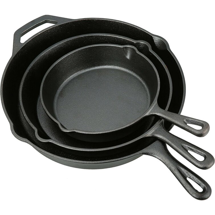Pre-Seasoned Cast Iron Skillet 3-Piece chef Set (6-Inch 8-Inch and 10-Inch)