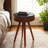 15.7" Round Accent Side Table - Solid Wood Legs - Brown/Black