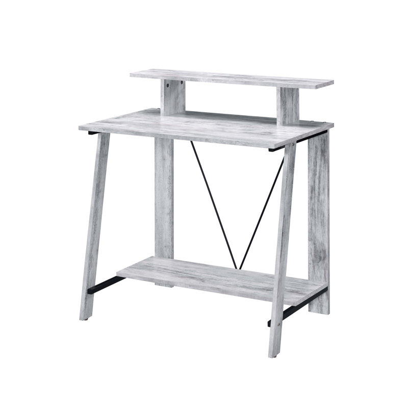 Bureau d'écriture antique blanc et noir avec tablette supérieure, Noir/gris