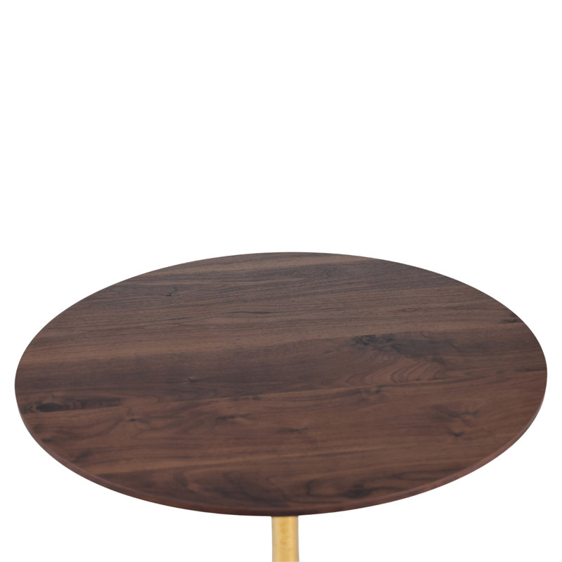 Table de salle à manger 31,5 "en noyer avec pieds dorés, Noyer / doré, Bois