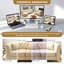 Canapé Chesterfield modulaire 2 places de luxe de 157 cm (61,8 po), canapé en similicuir avec capitonnage à boutons fait main, accoudoirs à garniture métallique et pieds fins en métal, comprend 2 coussins pour salon, appartement