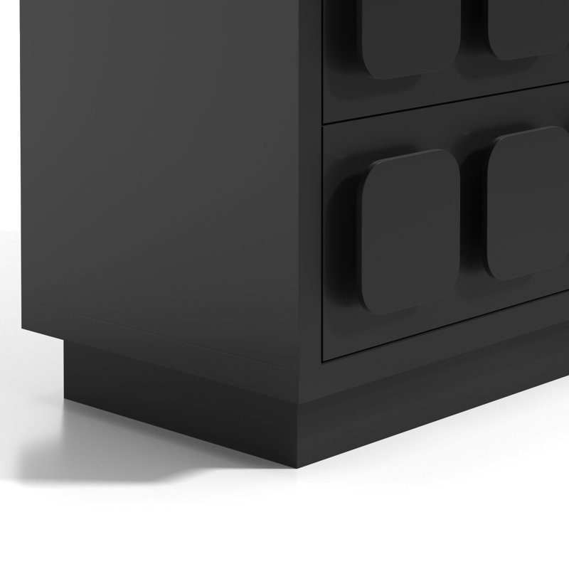 Commode double 6 tiroirs l 47,2 po, Noir, noir, noir, noir