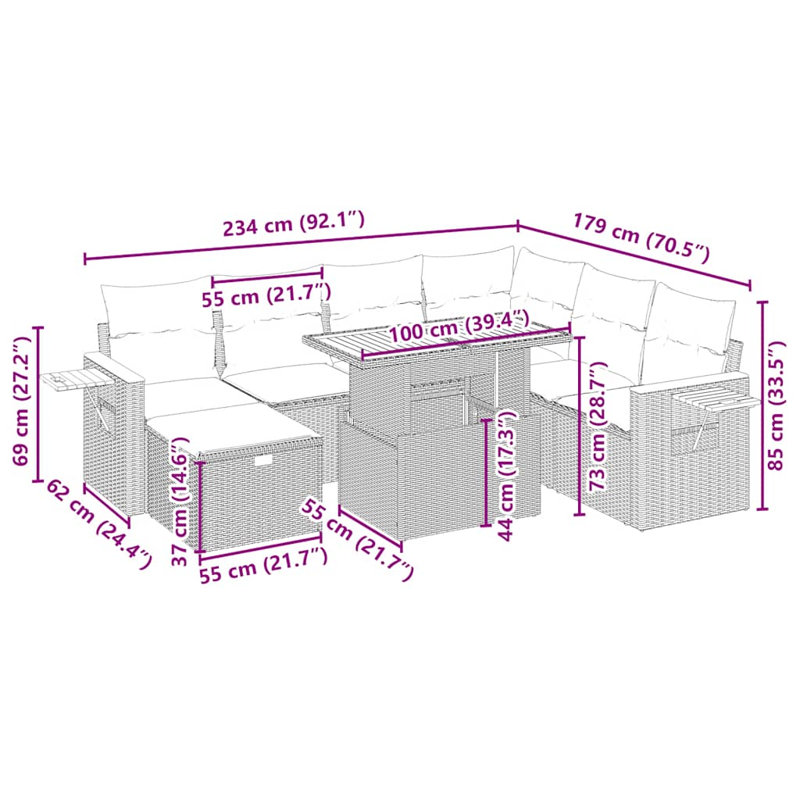 Ensemble de canapé de jardin Vidaxl beige