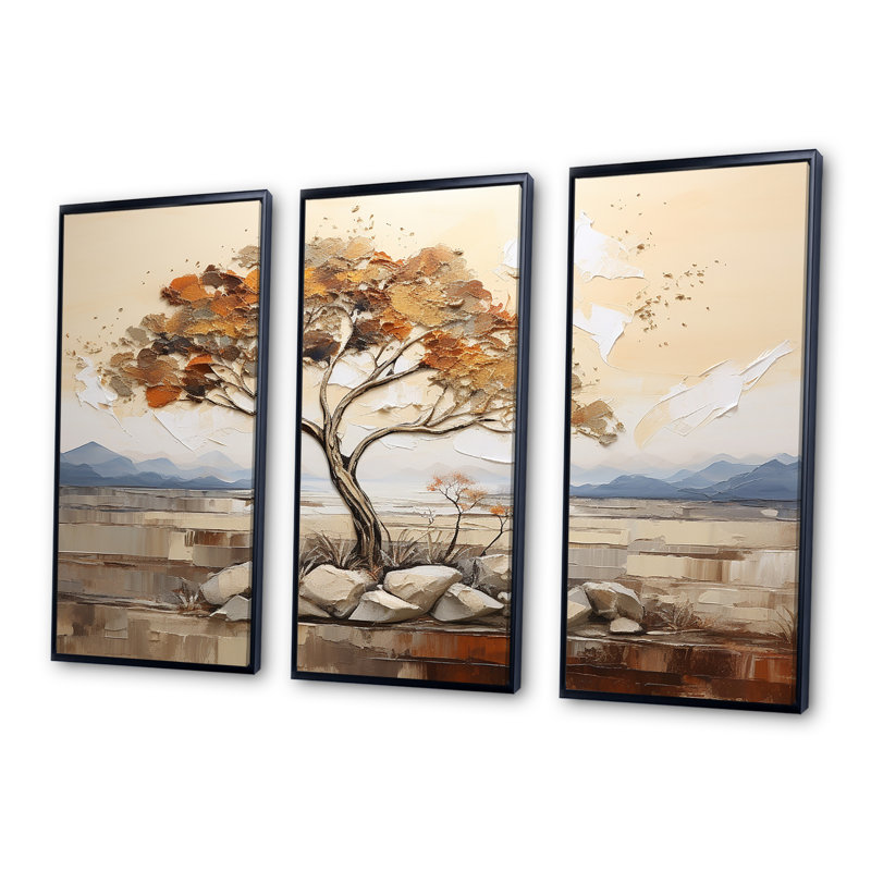 Arbre africain, esprit de la nature 2 - Art mural africain, Cadre flottant noir, H 28 po x l 36 po x P 1 po
