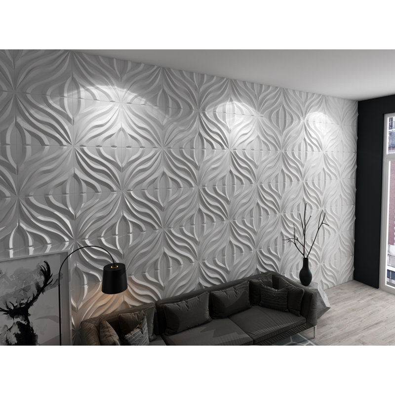 19.7" x 19.7" 3D Wall Panel in White