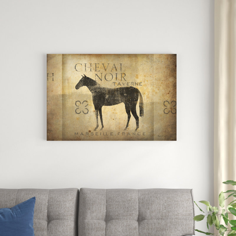 Cheval noir V4, H 24 po x l 36 po x P 1,25 po