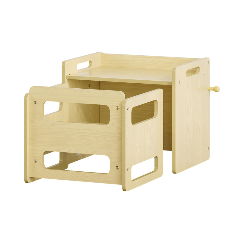 Ensemble de table et de chaises pour enfants avec rangement, table d'activités pour tout-petits en bois avec 1 chaise, table de jeu multifonctionnelle pour le dessin, la lecture, l'heure du goûter, pour les enfants de 2 à 6 ans