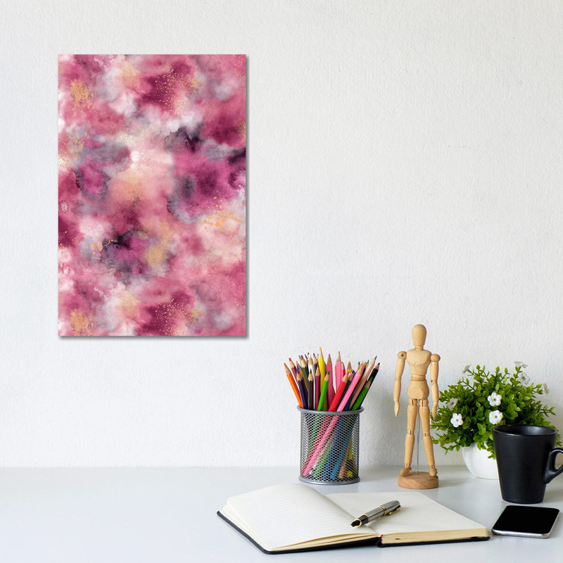 Marble Watercolour Gold Pink by Ninola Design - Wrapped Canvas Painting