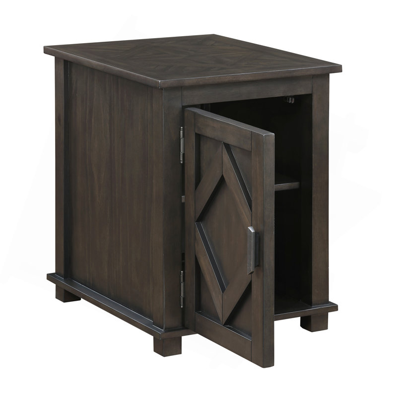 Table de chevet traditionnelle rustique avec tablette de rangement réglable au fini brun