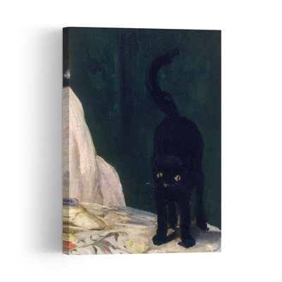 Olympia, 1863 Impressionist Abstract Contemporary Cat Animal Wall Art Print by Edouard Manet - 1 Piece Wrapped Canvas Wall Art